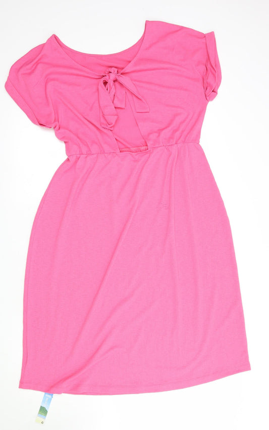 Dunnes Womens Pink Polyester A-Line Size M Round Neck Tie
