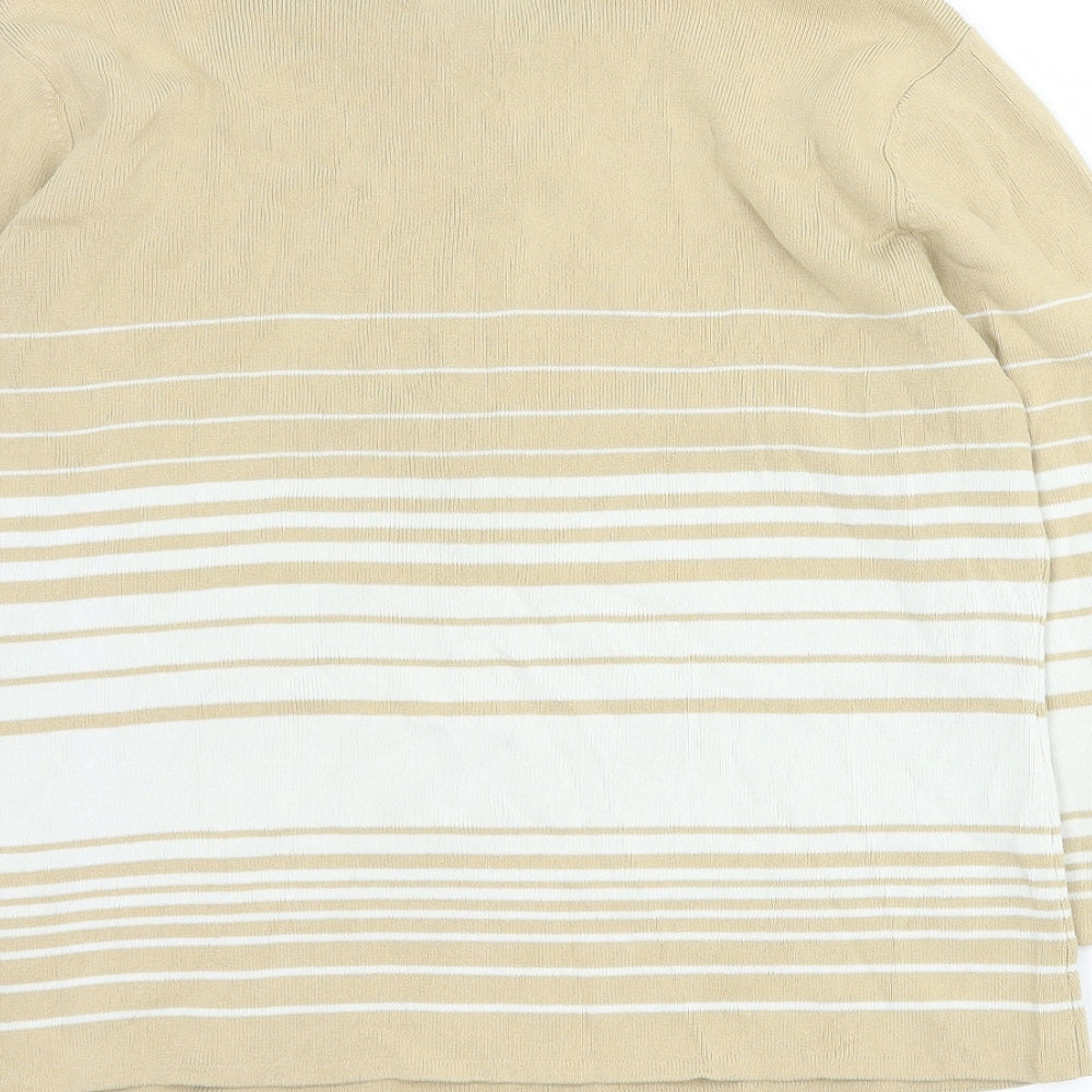 Debbie Morgan Womens Brown Round Neck Striped Viscose Pullover Jumper Size M