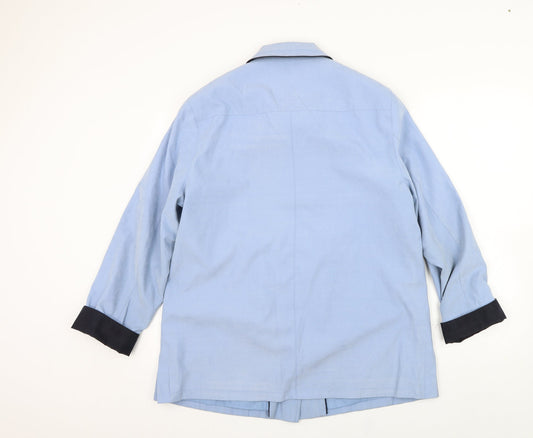Lebek Womens Blue Trench Coat Coat Size 16