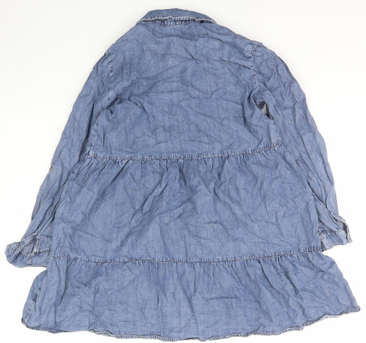 Velvet Heart Womens Blue Shirt Dress Size S Collared Button