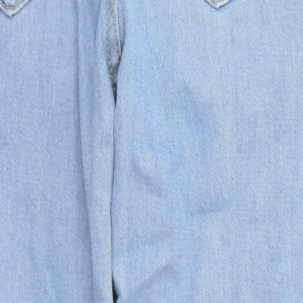Boohoo Womens Blue Cotton Tapered Jeans Size 10 L26 in Regular Zip