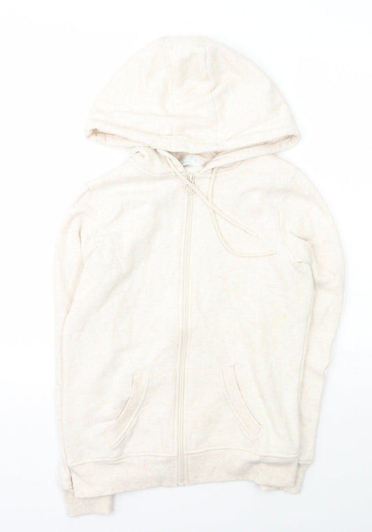 Primark Womens Beige Cotton Full Zip Hoodie Size 2XS Zip
