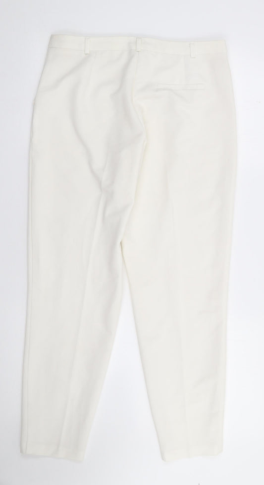 ASOS Womens Ivory Polyester Trousers Size S L27 in Regular Zip