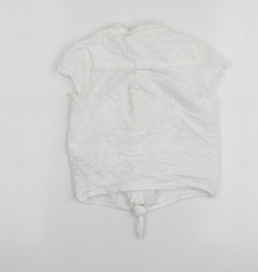Debenhams Girls White Cotton Basic Button-Up Size 9 Years Collared