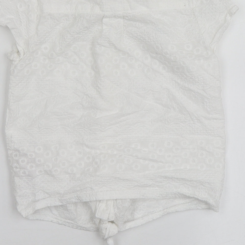 Debenhams Girls White Cotton Basic Button-Up Size 9 Years Collared