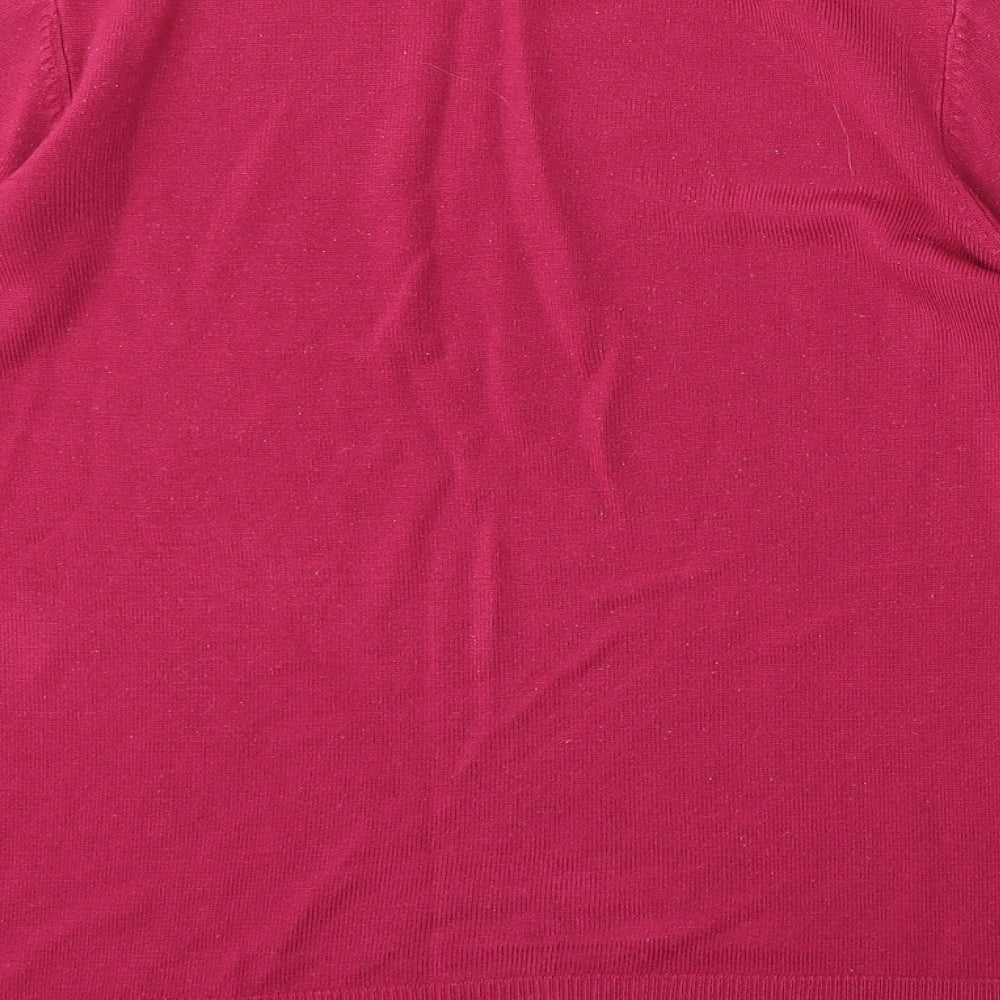 Marks and Spencer Womens Purple Mock Neck Acrylic Pullover Jumper Size 14