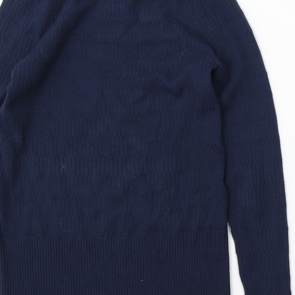 Marks and Spencer Womens Blue Round Neck Viscose Pullover Jumper Size 12