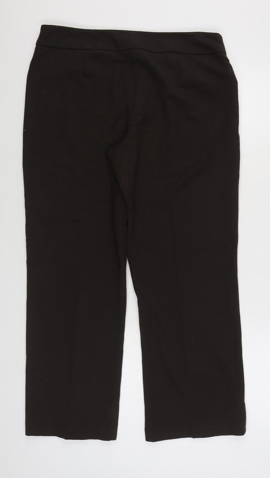BHS Womens Brown Polyester Trousers Size 14 L28 in Regular Zip