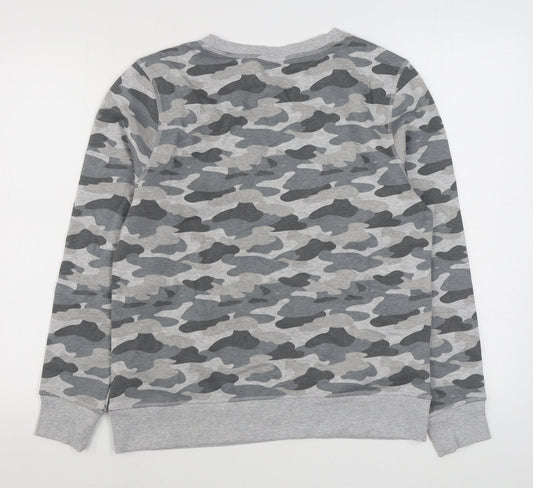 Amazon Essentials Mens Grey Camouflage Cotton Pullover Sweatshirt Size M
