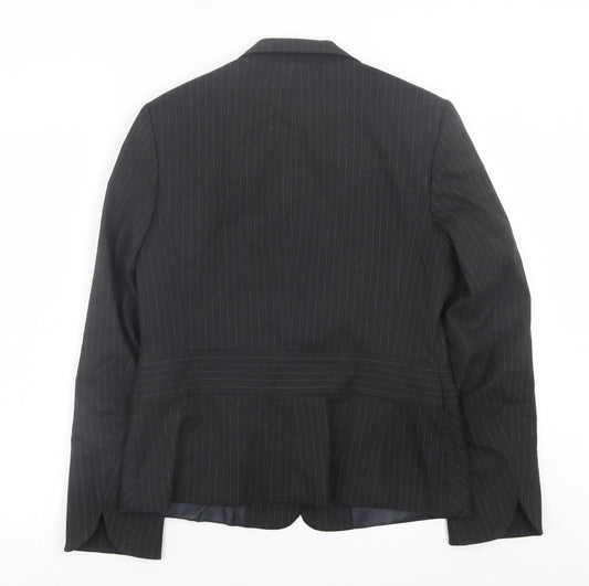 AMARANTO Womens Black Striped Jacket Blazer Size 12 Button