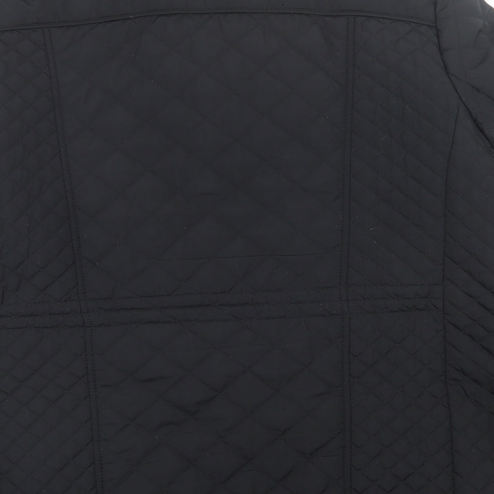 Classic Womens Black Quilted Jacket Size 16 Zip