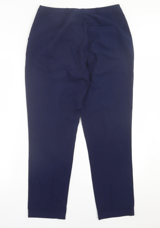 ASOS Womens Blue Polyester Trousers Size 12 L27 in Regular Hook & Eye