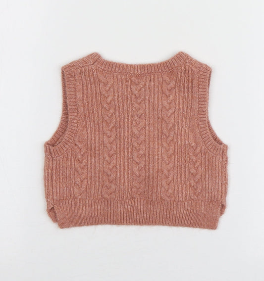 Primark Girls Pink Polyester Vest Jumper Size 9-12 Months