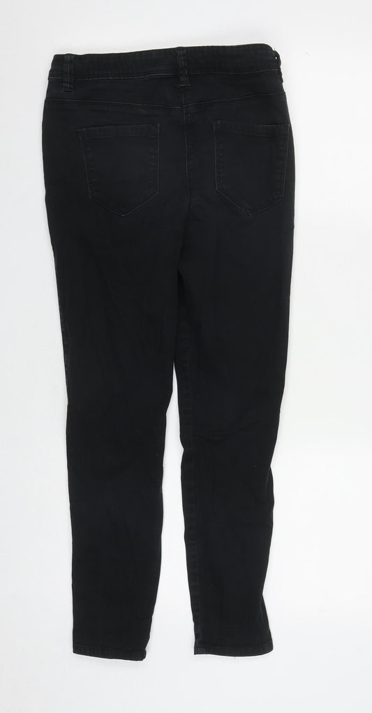 George Womens Black Cotton Straight Jeans Size 10 L27 in Regular Zip