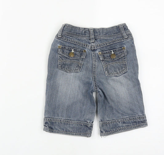 Okaidi Girls Blue Cotton Bermuda Shorts Size 4 Years Regular Zip
