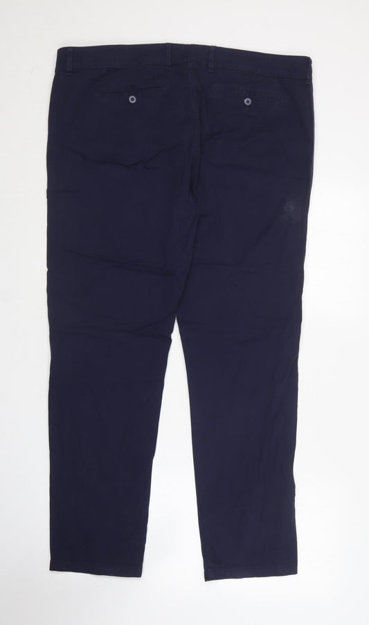 Marks and Spencer Womens Blue Cotton Carrot Trousers Size 16 L28 in Regular