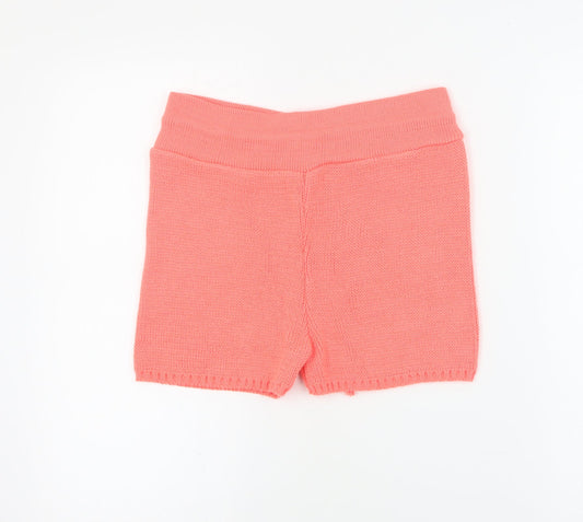SheIn Womens Orange Acrylic Paperbag Shorts Size M Regular Drawstring