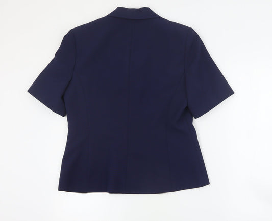 AMARANTO Womens Blue Jacket Blazer Size 12 Button