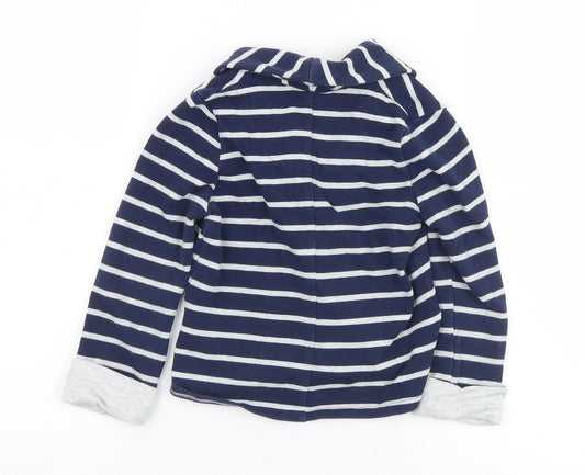 Matalan Girls Blue Striped Jacket Size 4-5 Years Button