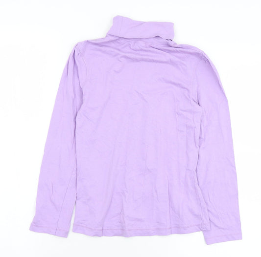 YFK Girls Purple Cotton Basic T-Shirt Size 10 Years Roll Neck