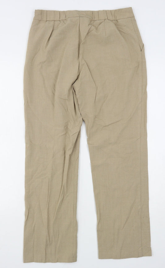Marks and Spencer Womens Beige Polyester Trousers Size 12 L28 in Slim