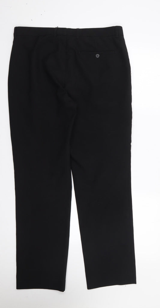 Matalan Mens Black Polyester Trousers Size 32 in L29 in Regular Zip