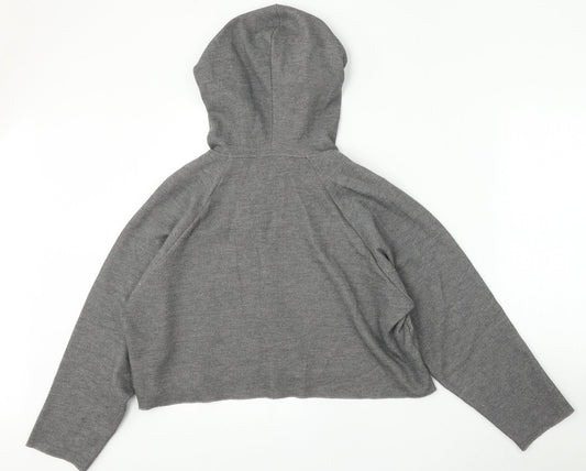 Zara Womens Grey Polyester Pullover Hoodie Size M - Cropped