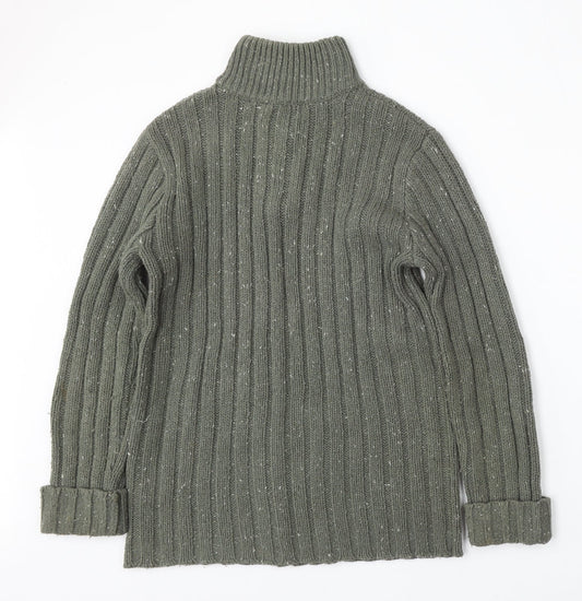 F&F Mens Green Mock Neck Acrylic Pullover Jumper Size S