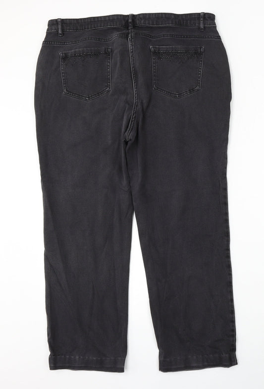Preworn Womens Grey Polyester Straight Jeans Size 38 L26 in Regular Button