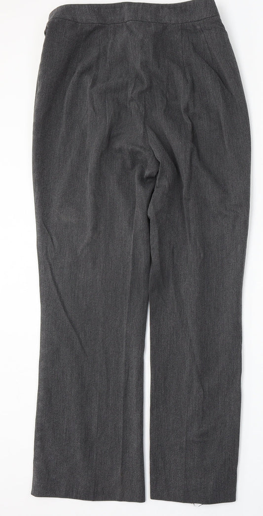 Marks and Spencer Womens Grey Polyester Trousers Size 12 L28 in Regular