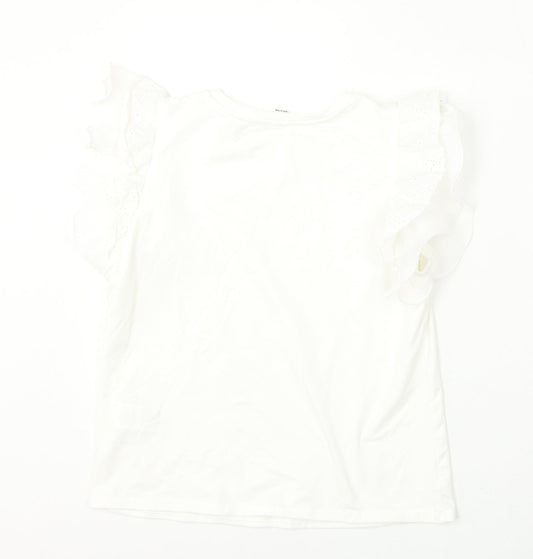SheIn Girls White Cotton Basic Blouse Size 14 Years Round Neck