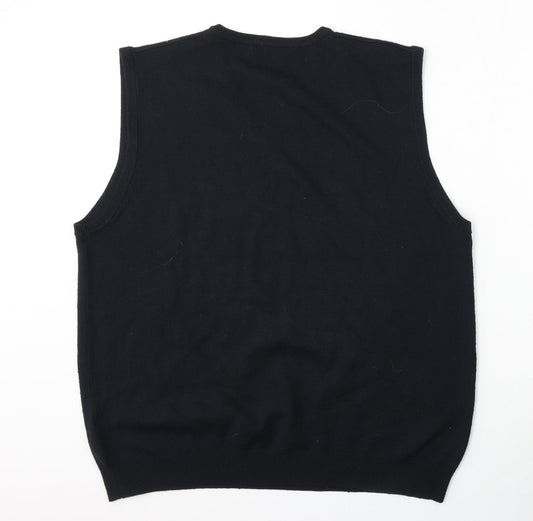 BHS Mens Blue V-Neck Acrylic Vest Jumper Size L