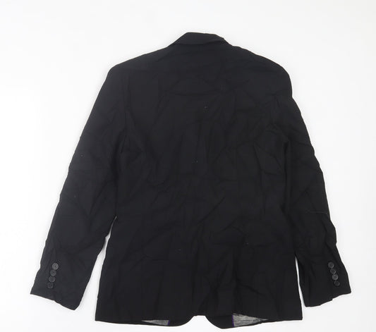 Simon Jersey Womens Black Jacket Blazer Size 10 Button
