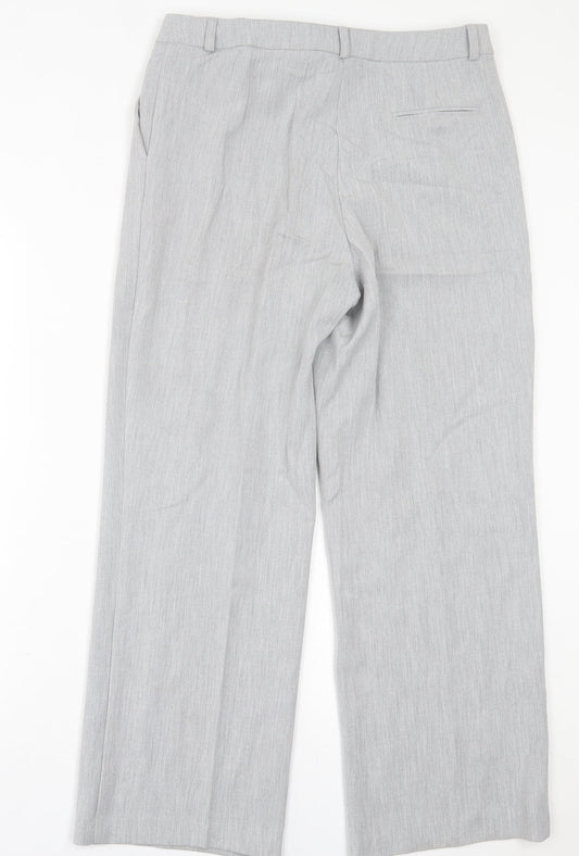 Fashion Extra Womens Grey Polyester Trousers Size 14 L28 in Regular Hook & Eye