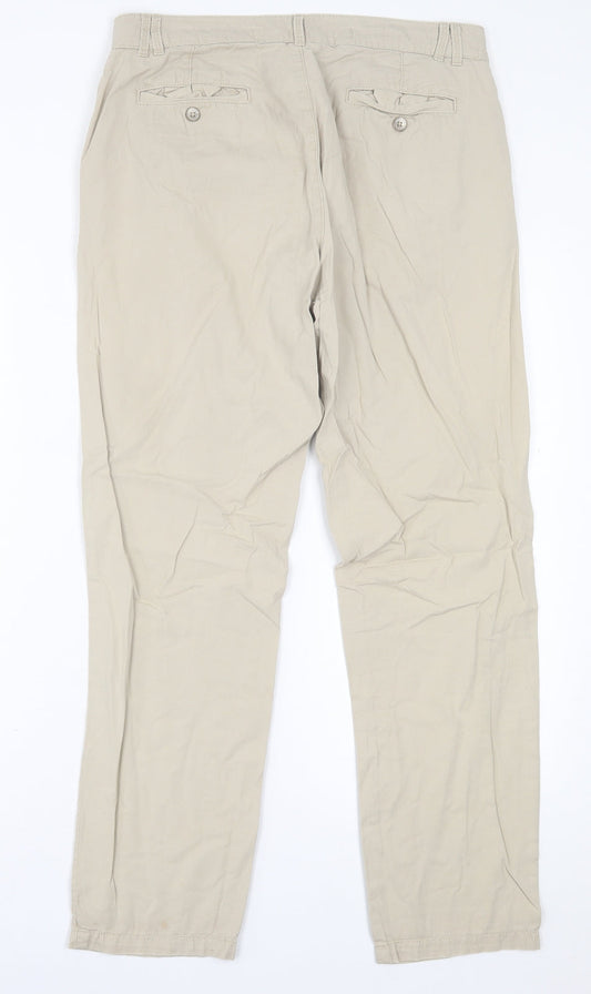 Indigo Womens Beige Cotton Trousers Size 30 in L29 in Regular Button