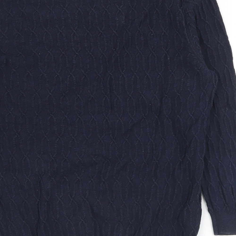 CC Womens Black V-Neck Cotton Pullover Jumper Size M