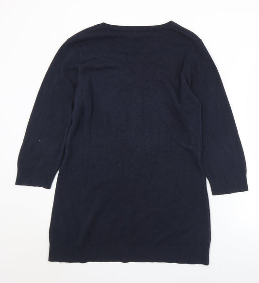 Womens UK L Regular Lakeland Blue Pullover Tight-Knit
