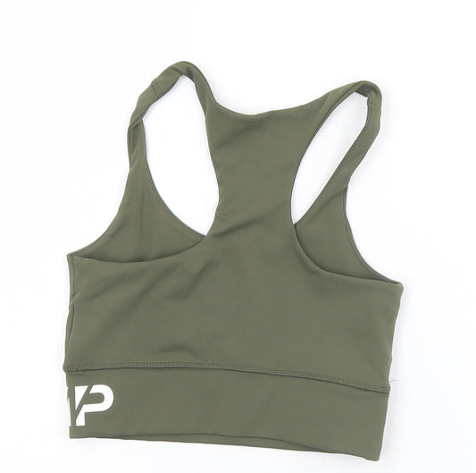 MP Womens Green Polyester Cropped Tank Size S Round Neck