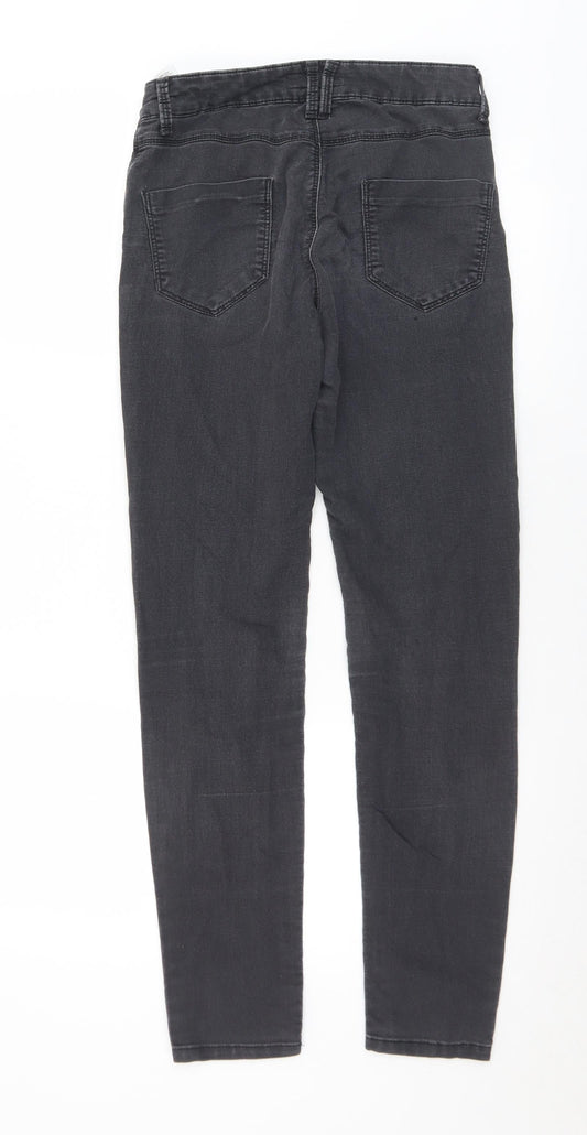 Marks and Spencer Womens Black Cotton Skinny Jeans Size 8 L29 in Slim Button