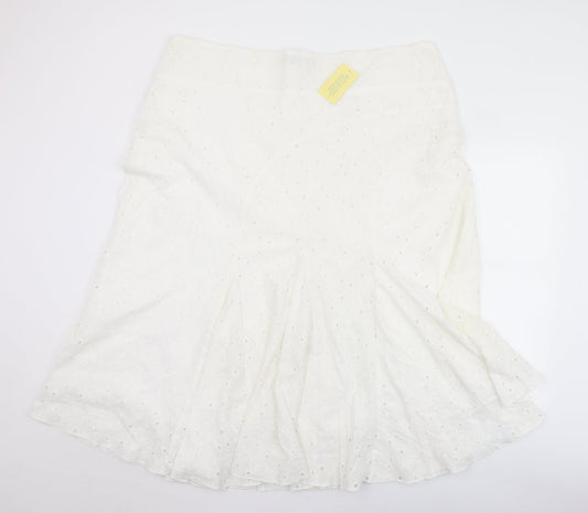 Agenda Womens White Polyester Flare Skirt Size 44 Zip