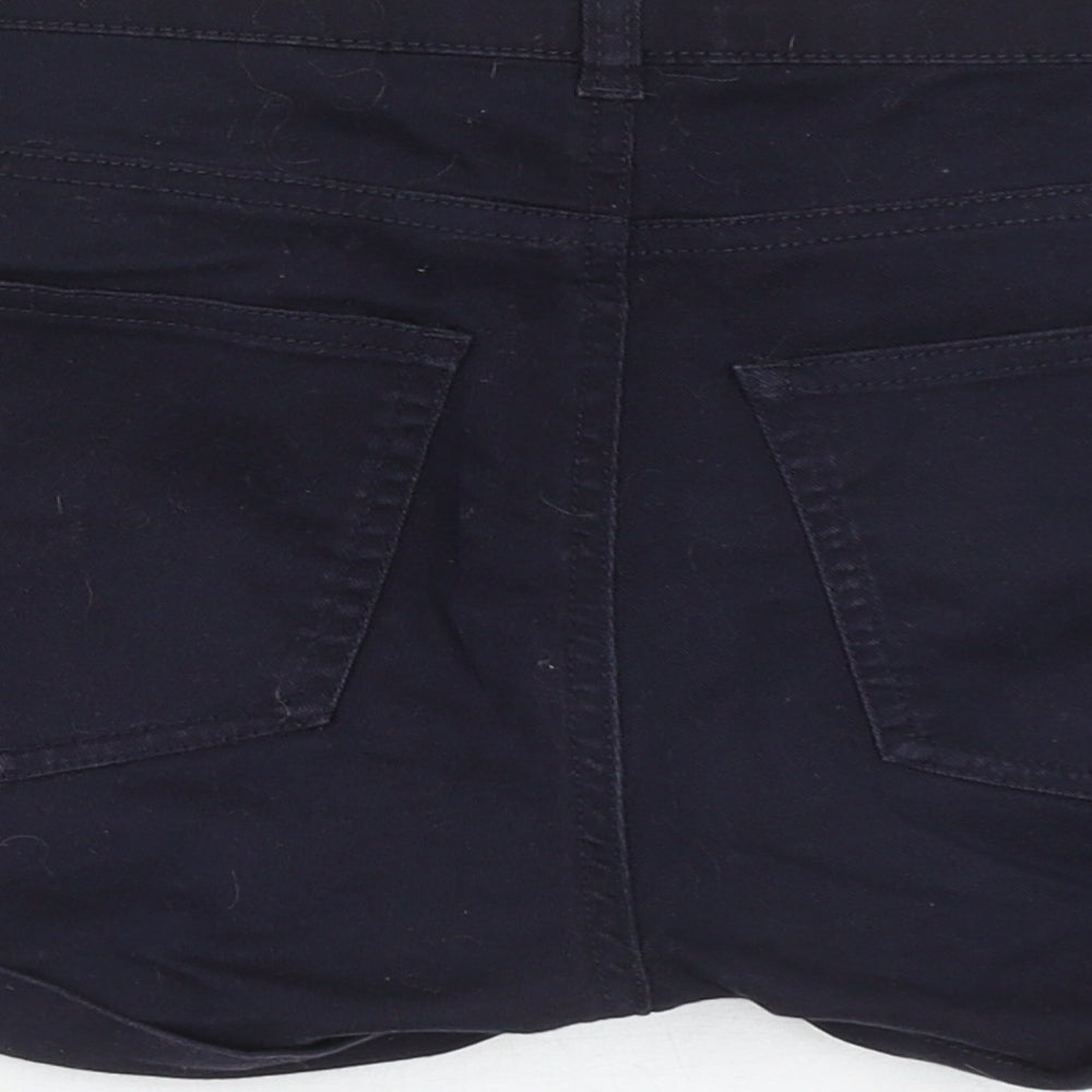H&M Womens Blue Cotton Hot Pants Shorts Size 8 Regular Zip