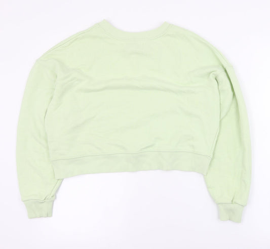 Pull & Bear Womens Green Polyester Pullover Sweatshirt Size S Pullover - Cropped