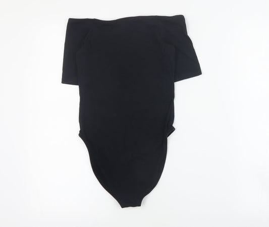 Miss Selfridge Womens Black Cotton Bodysuit One-Piece Size 6 L8 in Snap