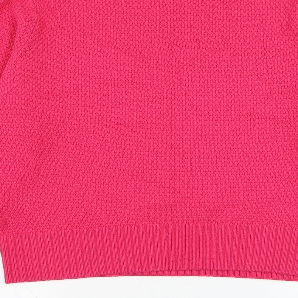 Marks and Spencer Womens Pink Round Neck Cotton Pullover Jumper Size 16
