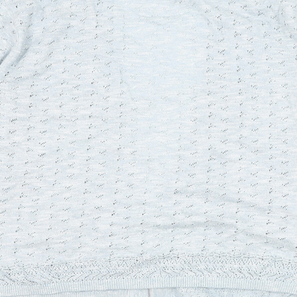 Marks and Spencer Womens Blue Square Neck Acrylic Cardigan Jumper Size 16