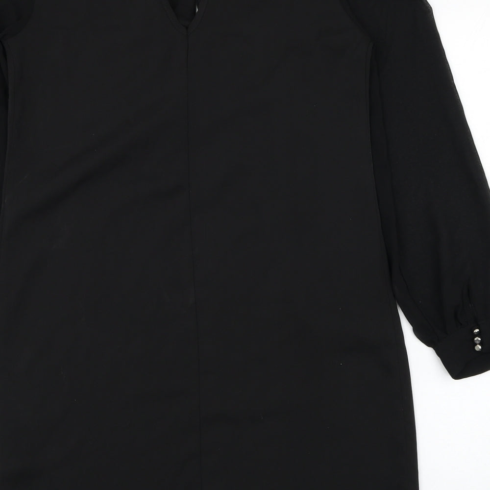 Dorothy Perkins Womens Black Polyester Shift Size 12 Round Neck Pullover