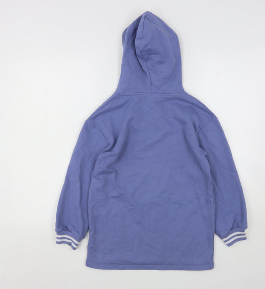 Matalan Girls Blue Cotton Pullover Hoodie Size 9 Years