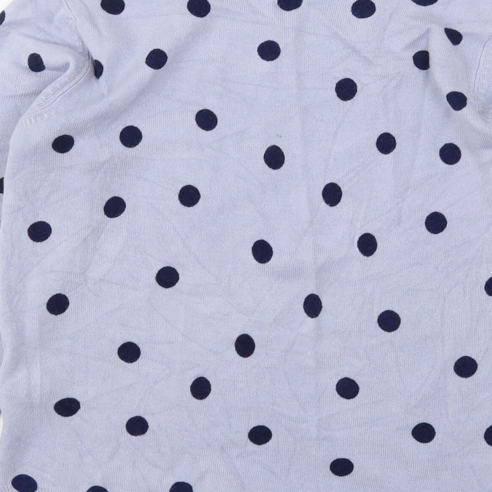 Marks and Spencer Womens Blue Round Neck Polka Dot Acrylic Pullover Jumper Size 10