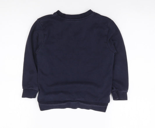 George Boys Blue Crew Neck Cotton Pullover Jumper Size 5-6 Years Pullover