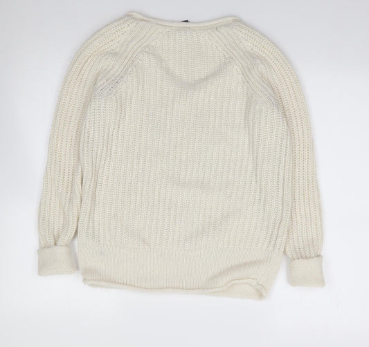 Gap Womens Ivory V-Neck Acrylic Pullover Jumper Size XS